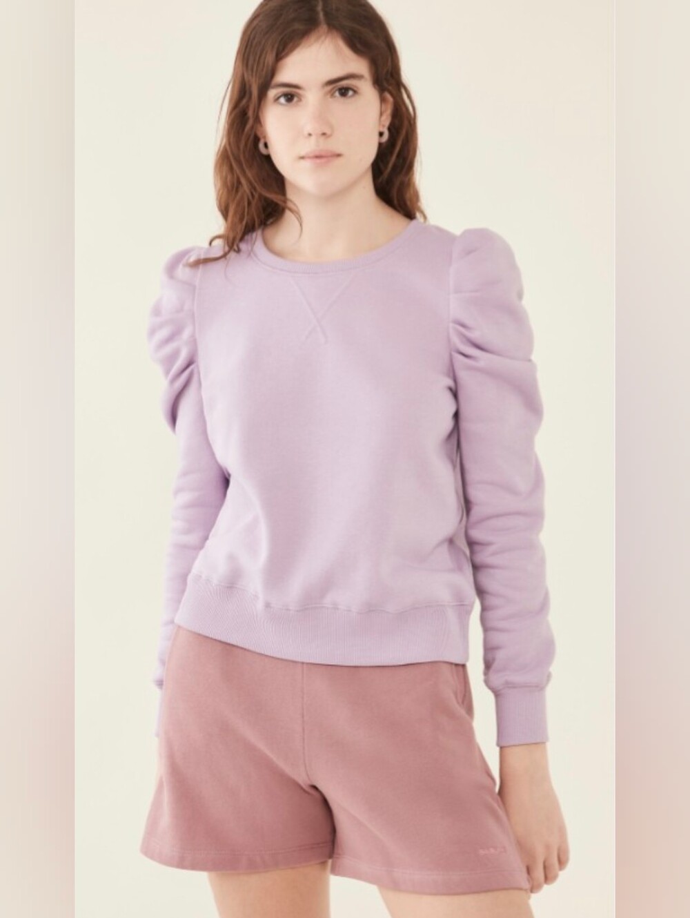 Rebecca Minkoff Janine Puff-Sleeve Sweatshirt - Lavender, Size Small